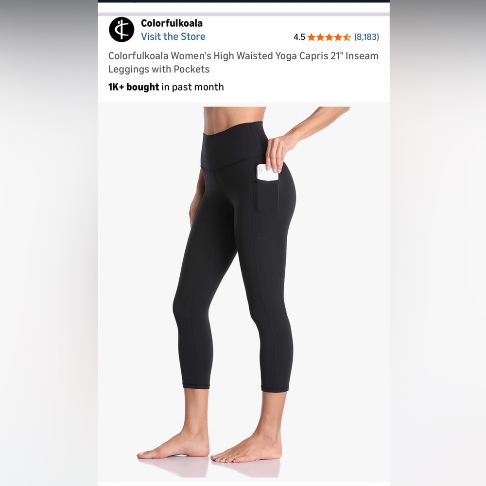 Amazon Women's Black Ankle Leggings